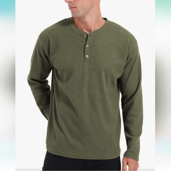 Marine Layer Other - MARINE LAYER NWT Men’s Long Sleeve Box Waffle Knit Henley Forest Night Size M
